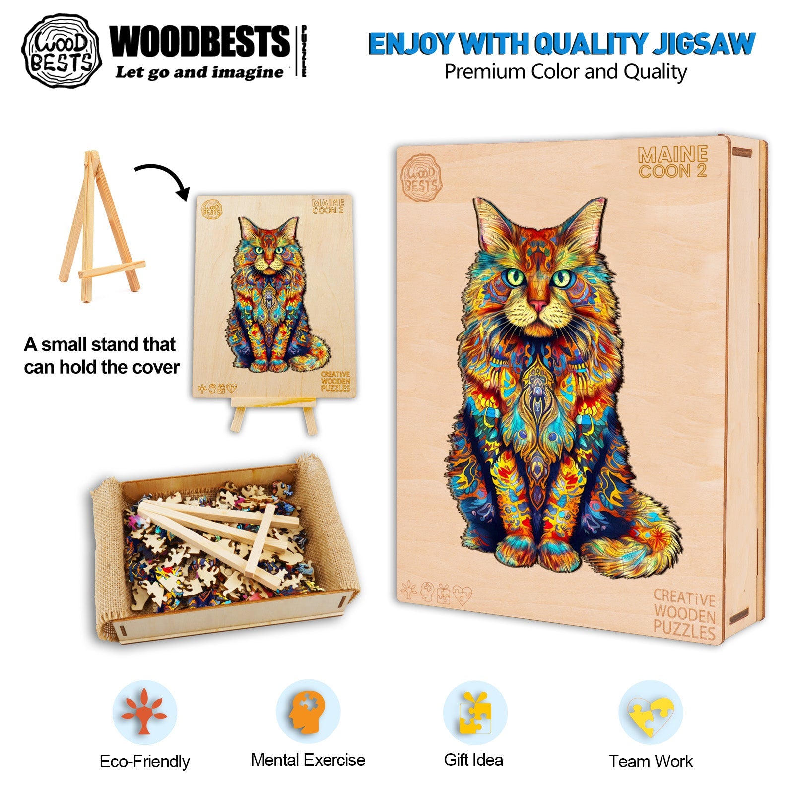 Maine Coon 2 Wooden Jigsaw Puzzle