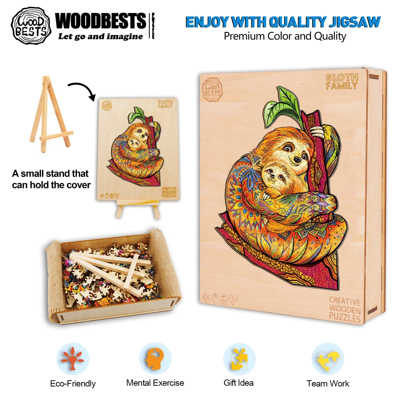 Sloth Family Wooden Jigsaw Puzzle