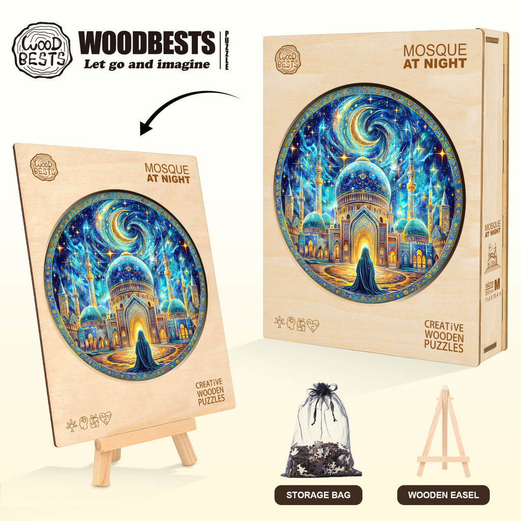 Mosque at night Wooden Jigsaw Puzzle