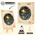 Magic Time Tree wooden jigsaw puzzle with beautifully illustrated scene and storage bag, ideal for mind games and focus.