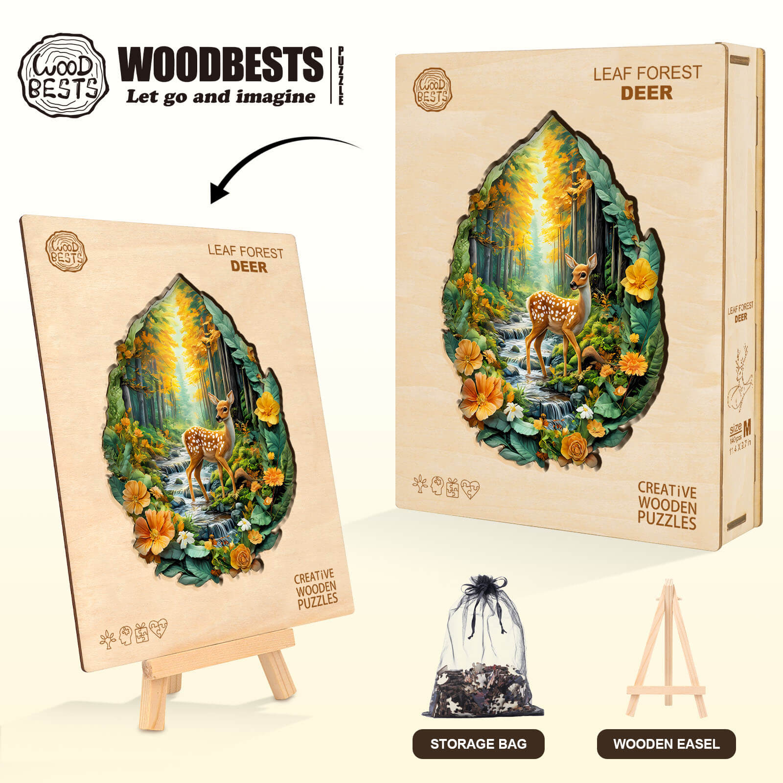 Leaf Forest deer Wooden Jigsaw Puzzle