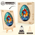 Draconic Rebirth-2 wooden jigsaw puzzle with a vibrant dragon design, promoting focus and brain training through engaging gameplay.