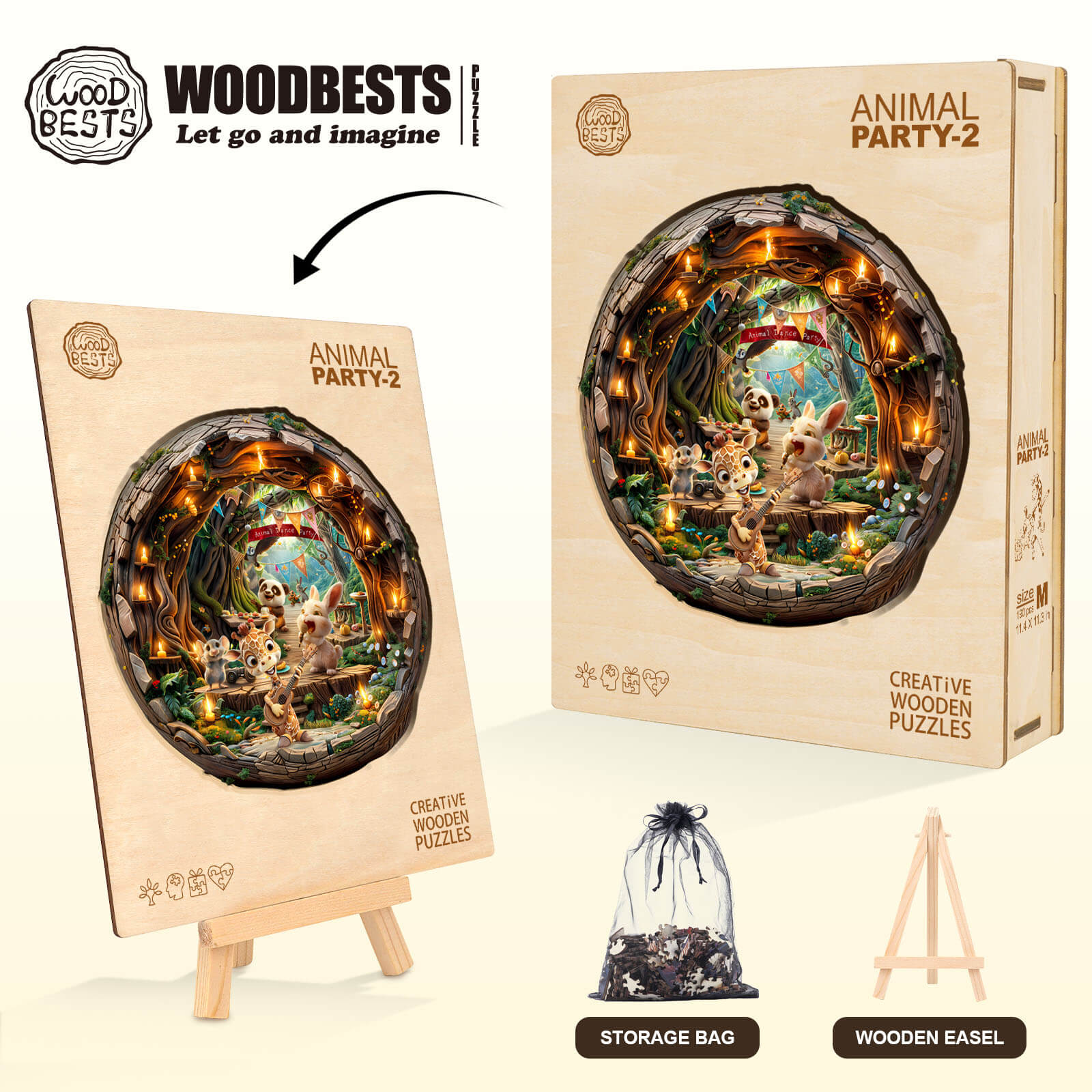 Animal party-2 Wooden Jigsaw Puzzle