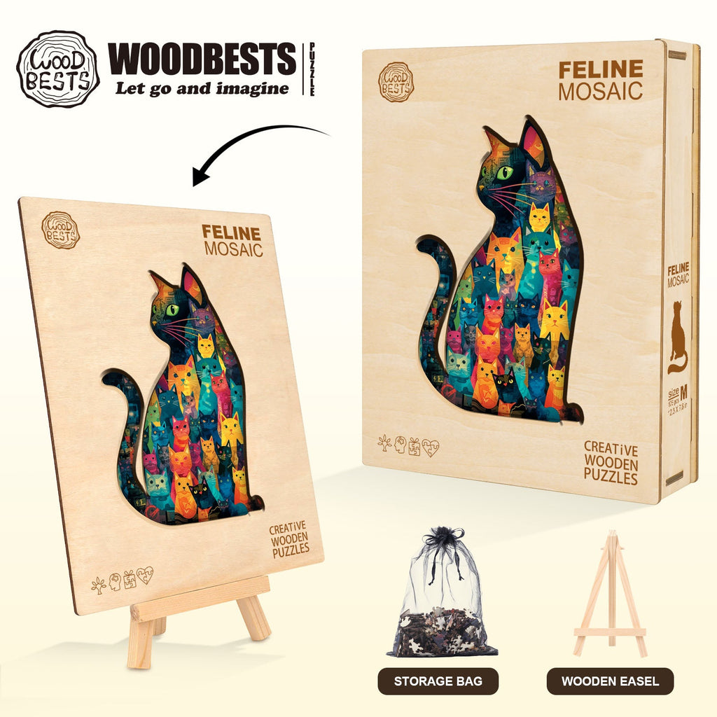 Feline Mosaic Wooden Jigsaw Puzzle