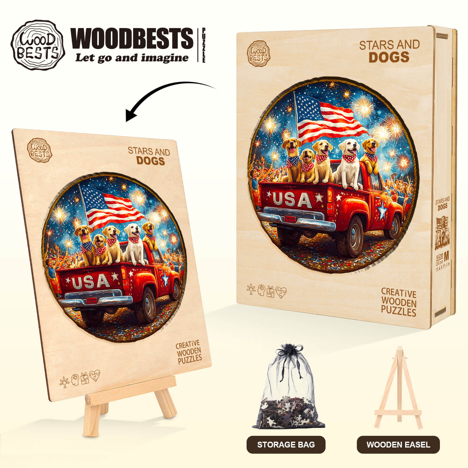 Stars and Dogs Wooden Jigsaw Puzzle