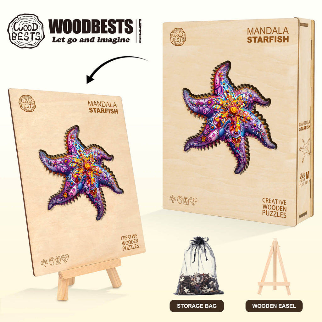 Mandala Starfish Wooden Jigsaw Puzzle