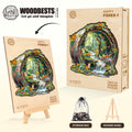 Happy foxes-1 wooden jigsaw puzzle featuring vibrant artwork, storage bag, and wooden easel for enthusiasts.