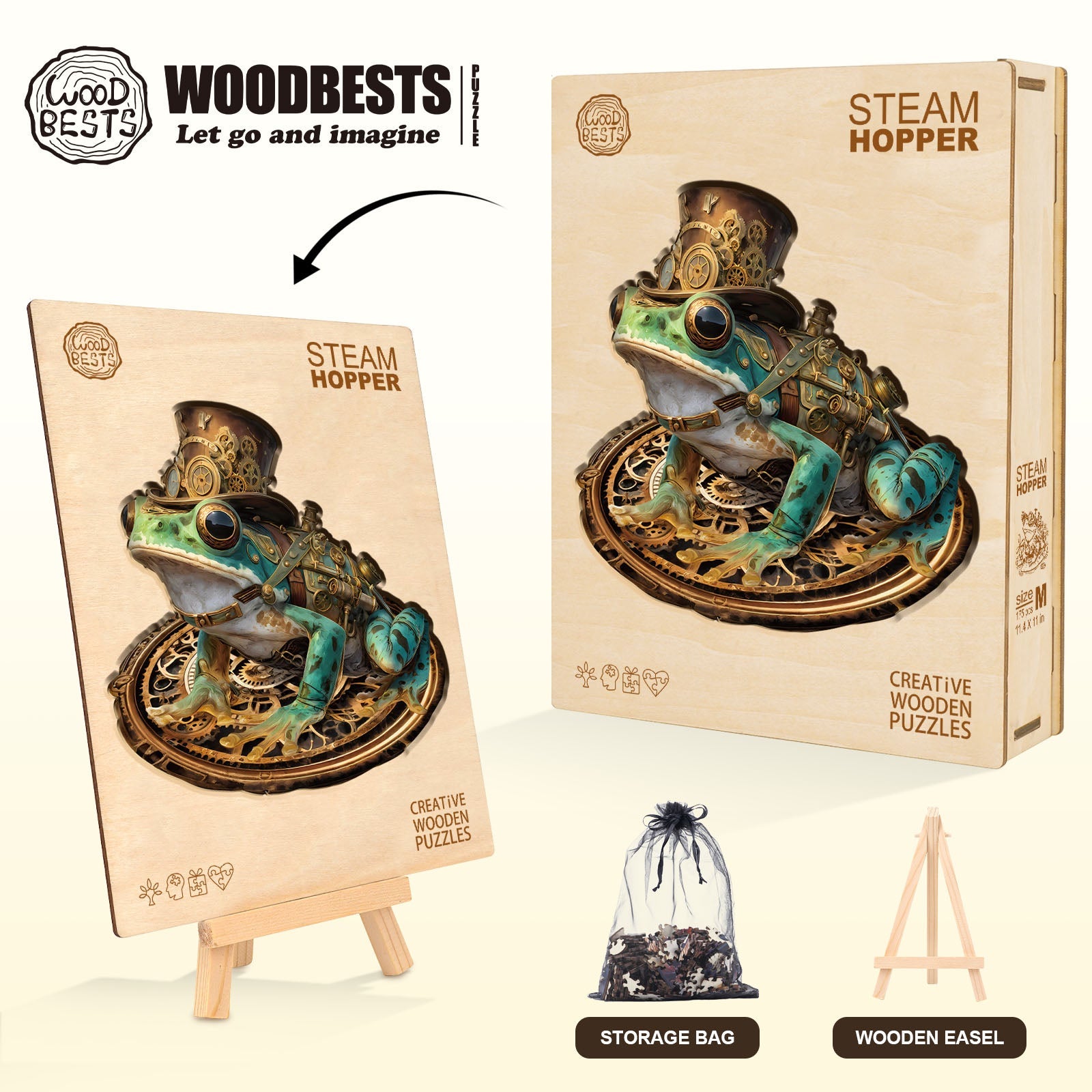 Steam Hopper Frog Wooden Jigsaw Puzzle