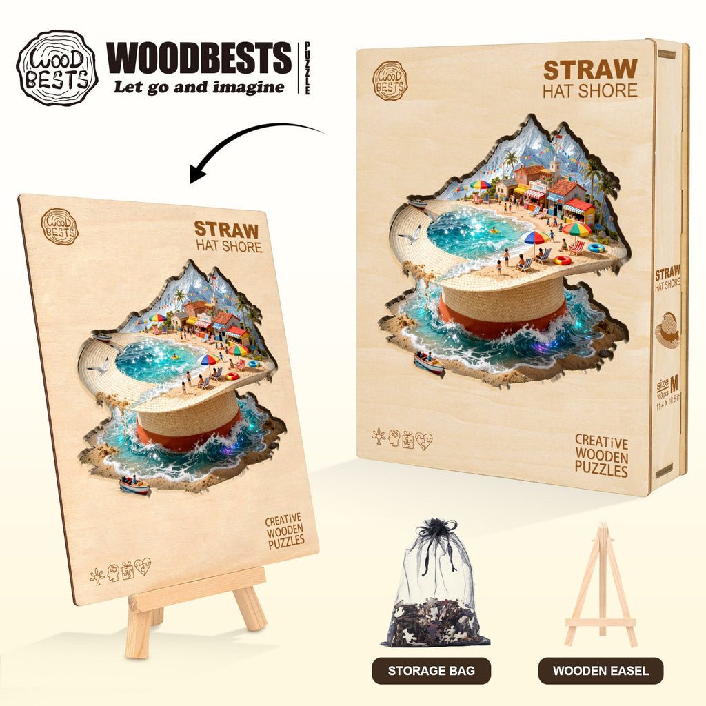 Straw Hat Shore Wooden Jigsaw Puzzle