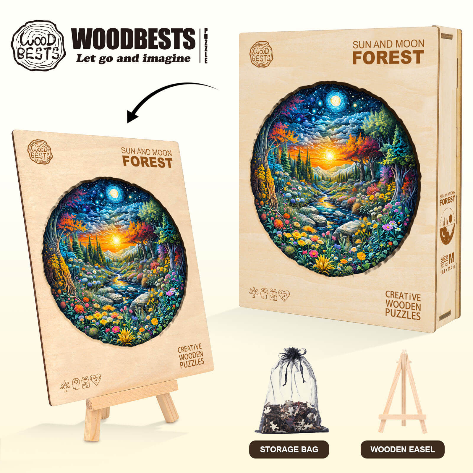 Sun and Moon Forest Wooden Jigsaw Puzzle