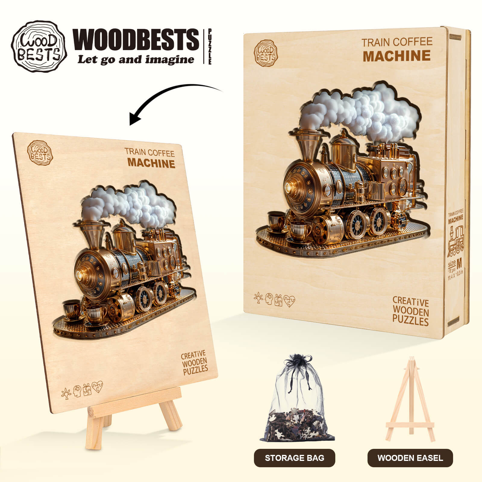 Train coffee machine Wooden Jigsaw Puzzle