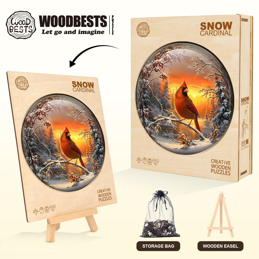 Snow Cardinal Wooden Jigsaw Puzzle