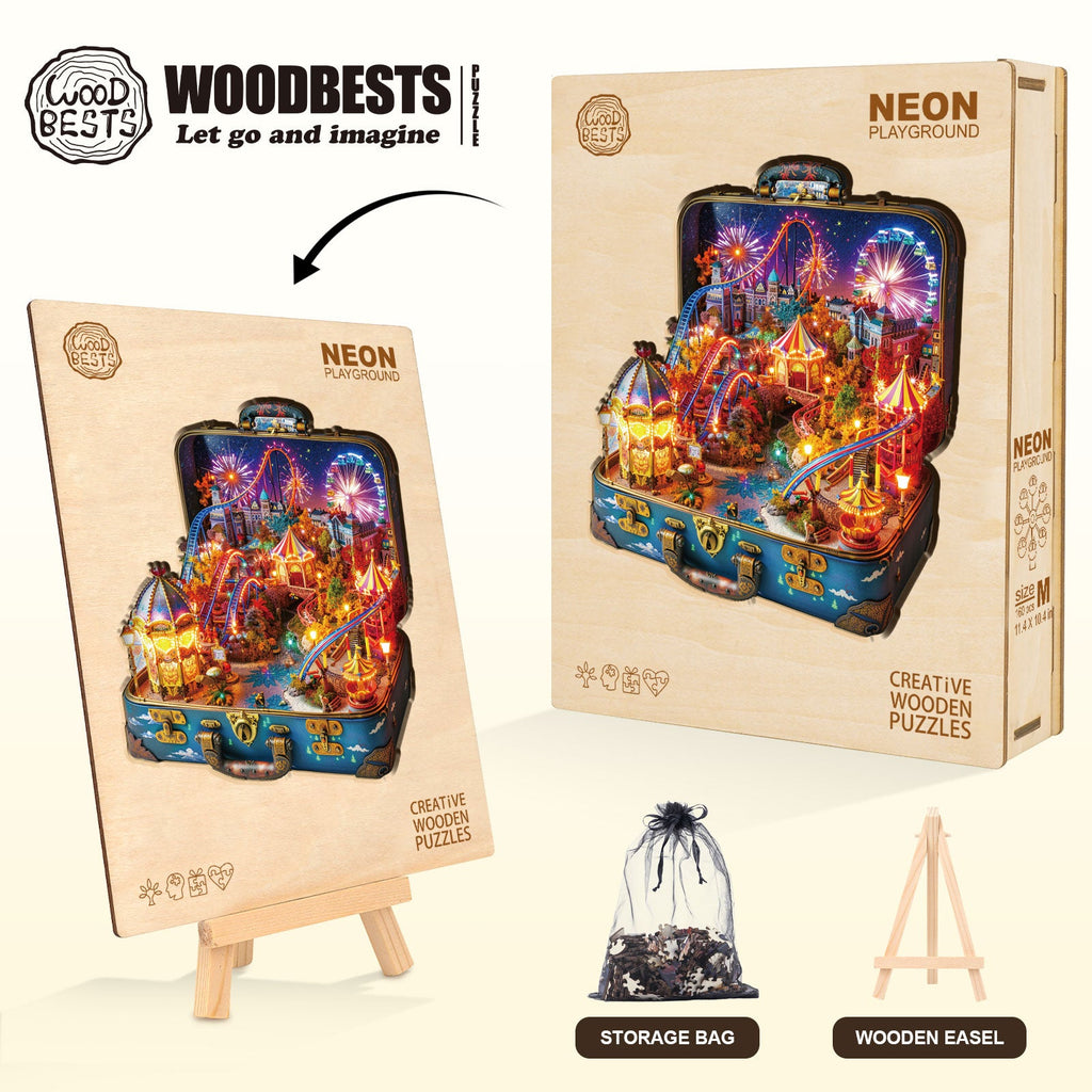 Neon Playground Wooden Jigsaw Puzzle