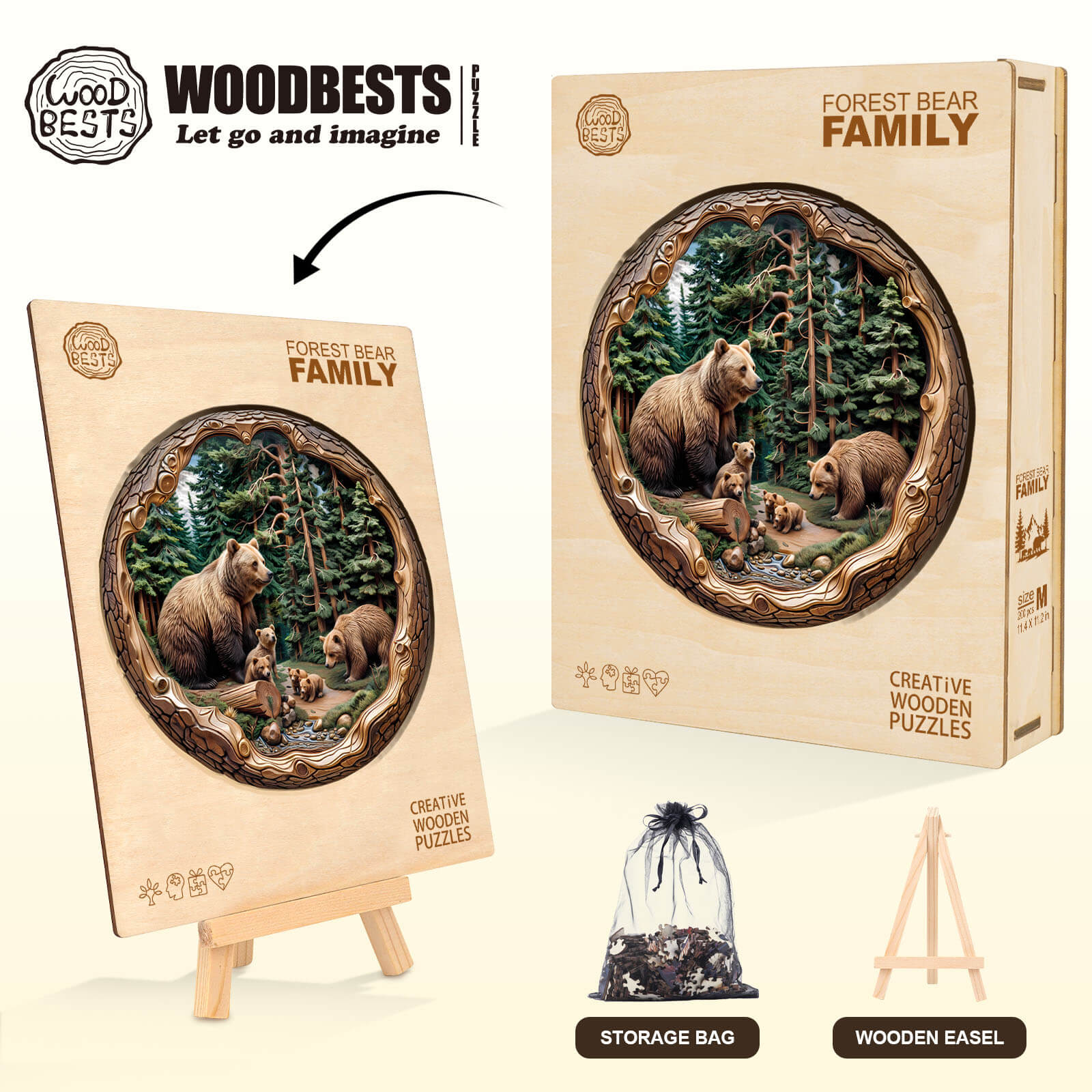 Forest Bear Family Wooden Jigsaw Puzzle
