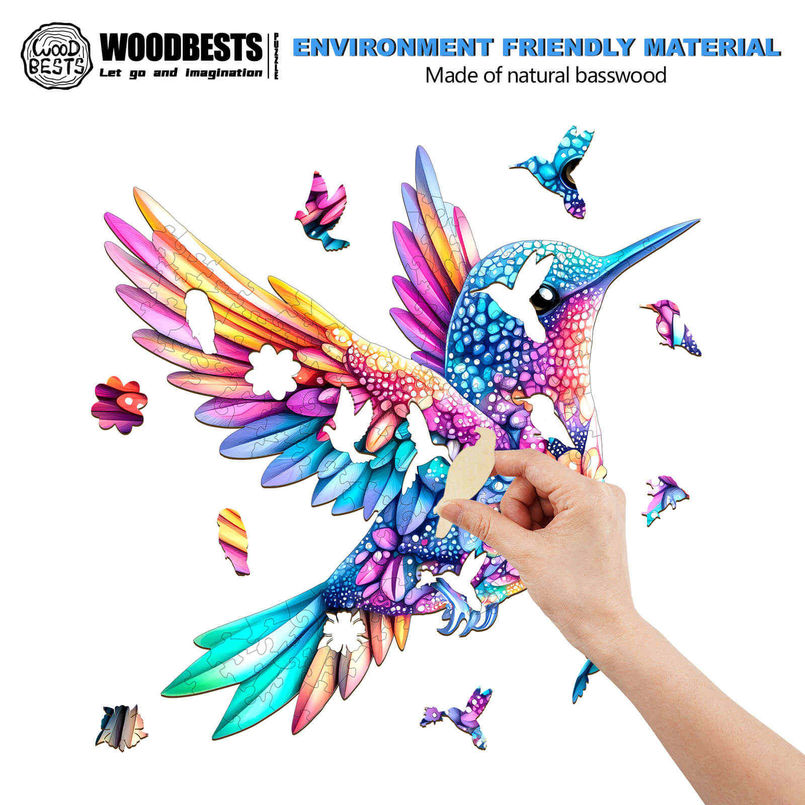 Jewel hummingbird Wooden Jigsaw Puzzle