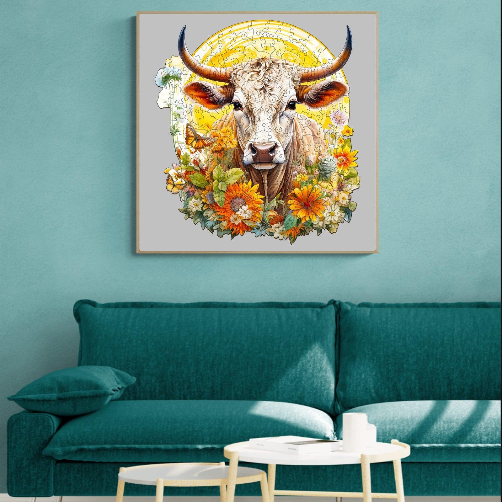 Cow and Flower Wooden Jigsaw Puzzle