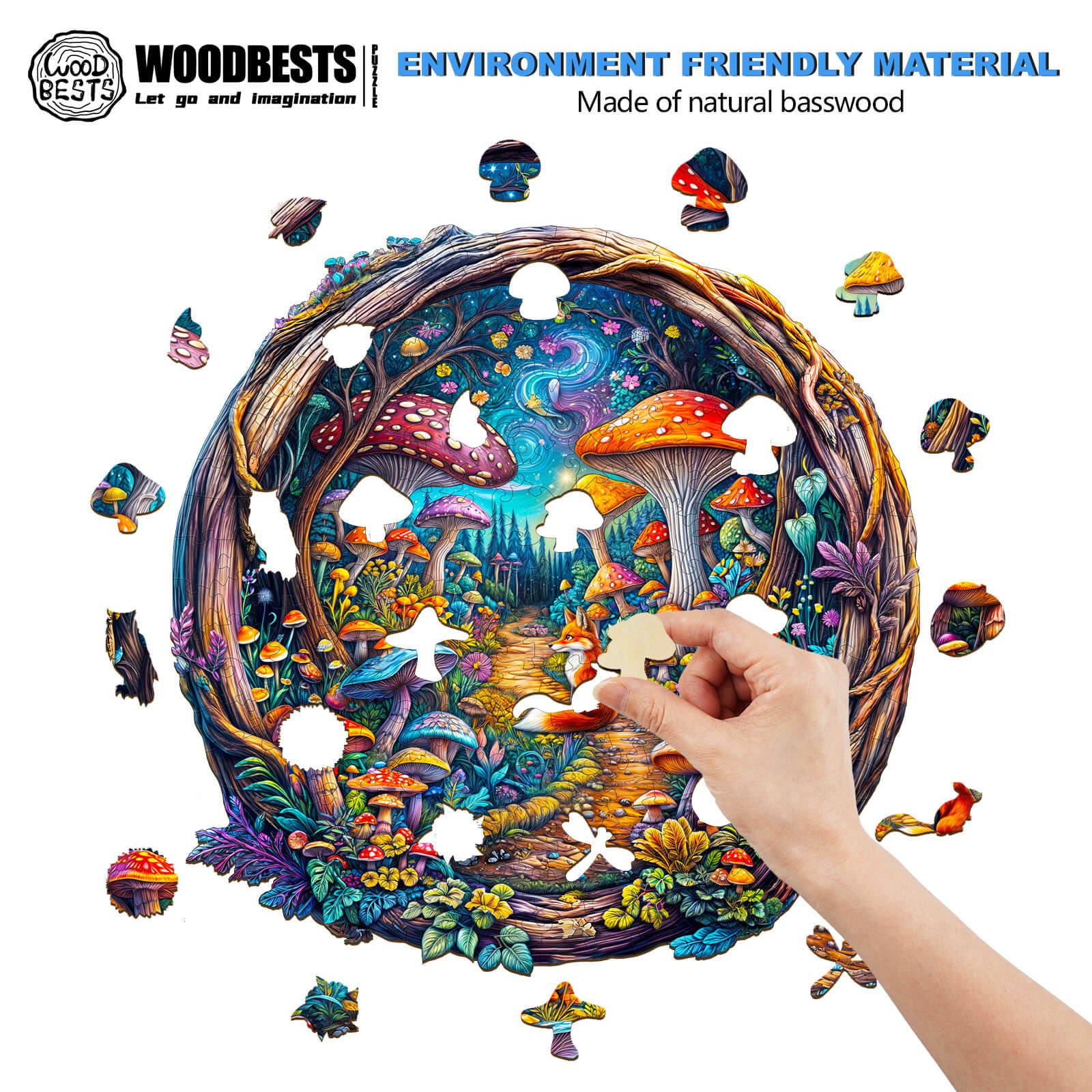 3D Mushroom Forest Wooden Jigsaw Puzzle