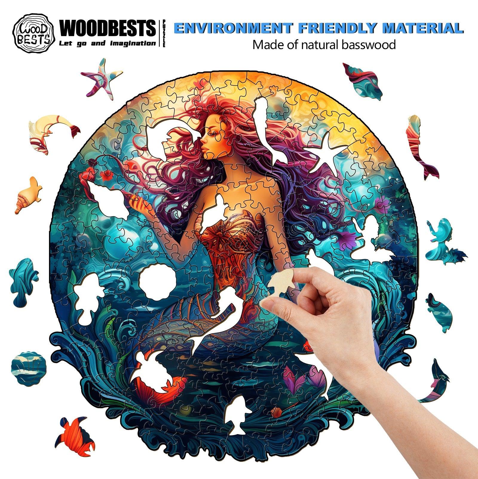 Aqua Woman Wooden Jigsaw Puzzle