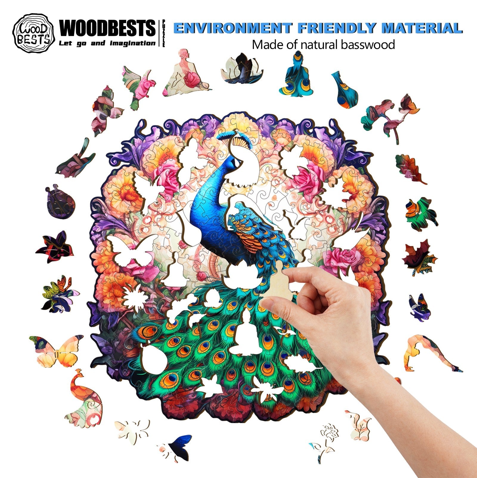 Male Peacock Wooden Jigsaw Puzzle