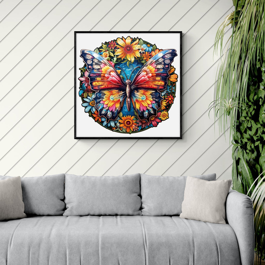 Butterflies And Sunflowers Wooden Jigsaw Puzzle