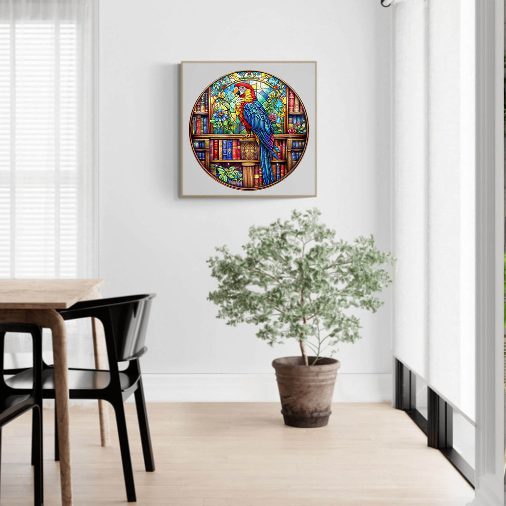Library Parrot Wooden Jigsaw Puzzle