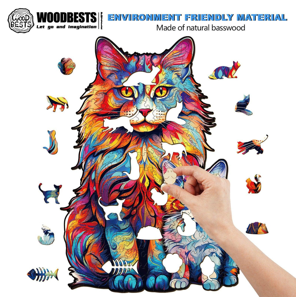 Maine Coon Family-2 Wooden Jigsaw Puzzle