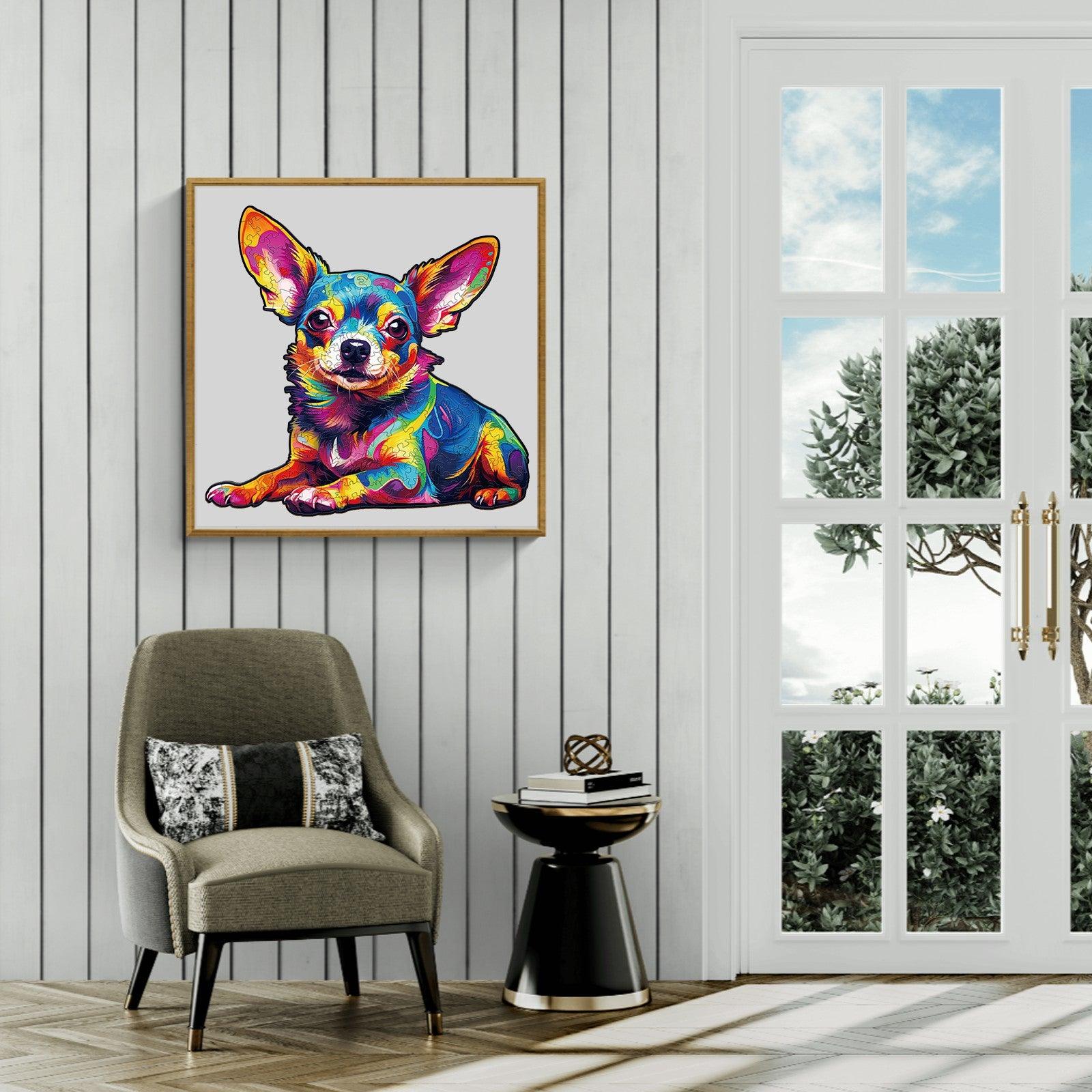 Colorful Chihuahua Wooden Jigsaw Puzzle
