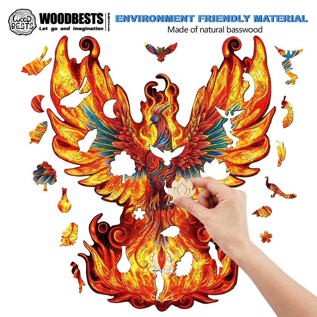 Flame-born Phoenix Wooden Jigsaw Puzzle