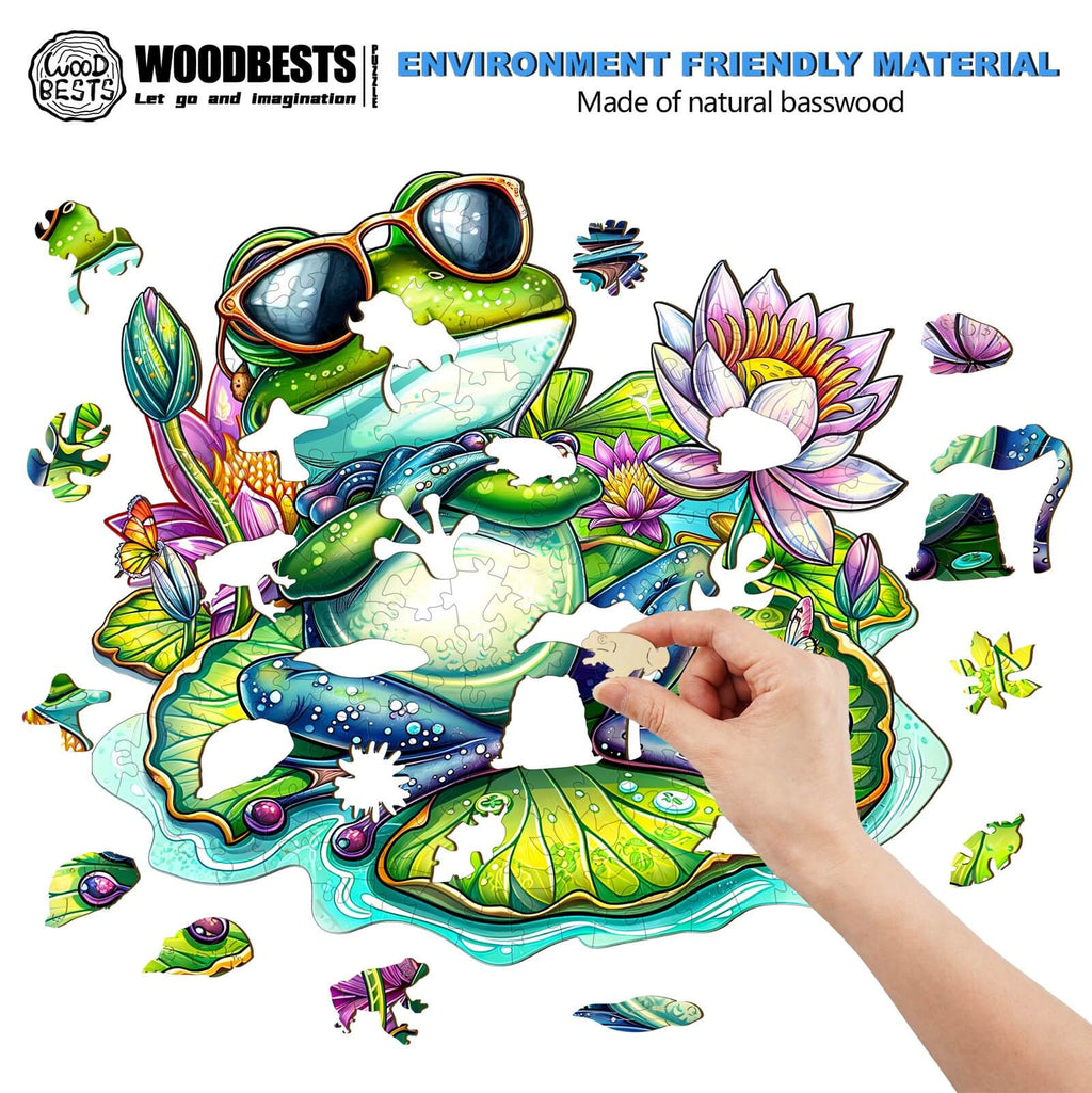 Leisurely Frog-2 Wooden Jigsaw Puzzle