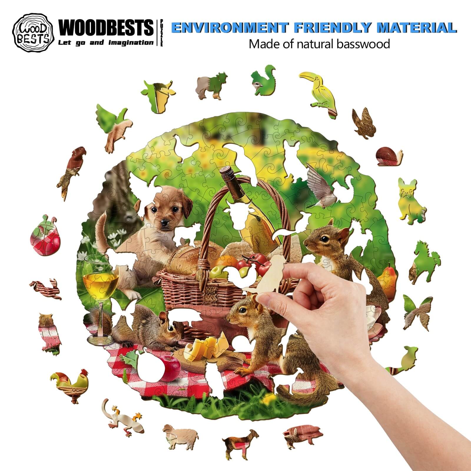 Animal Picnic Wooden Jigsaw Puzzle