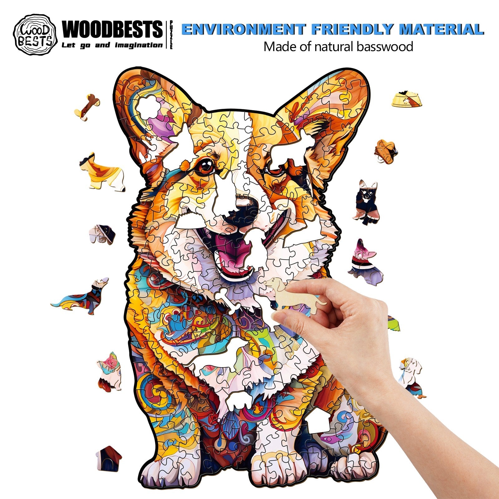 Clever Corgi 3 Wooden Jigsaw Puzzle