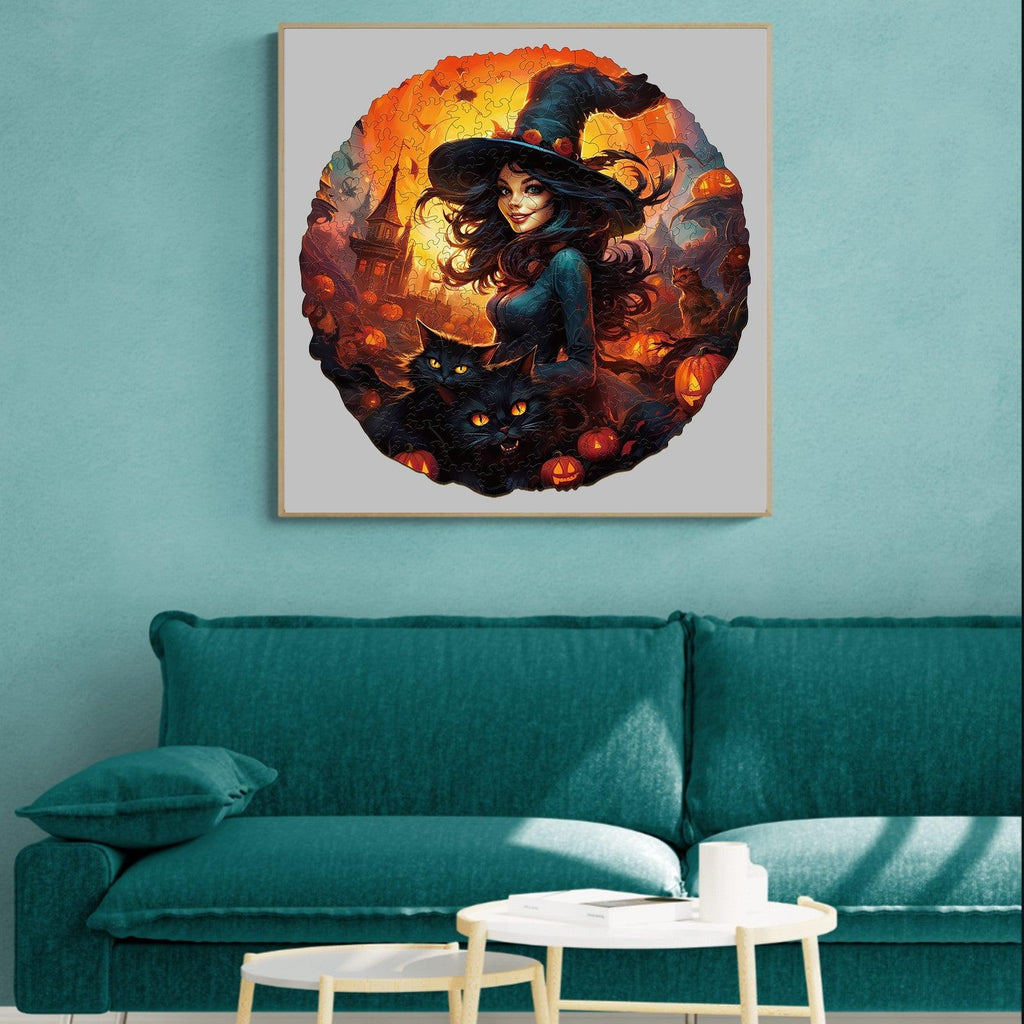 Witches and Cats Wooden Jigsaw Puzzle