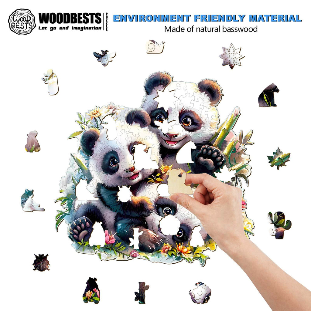 Panda Family Wooden Jigsaw Puzzle