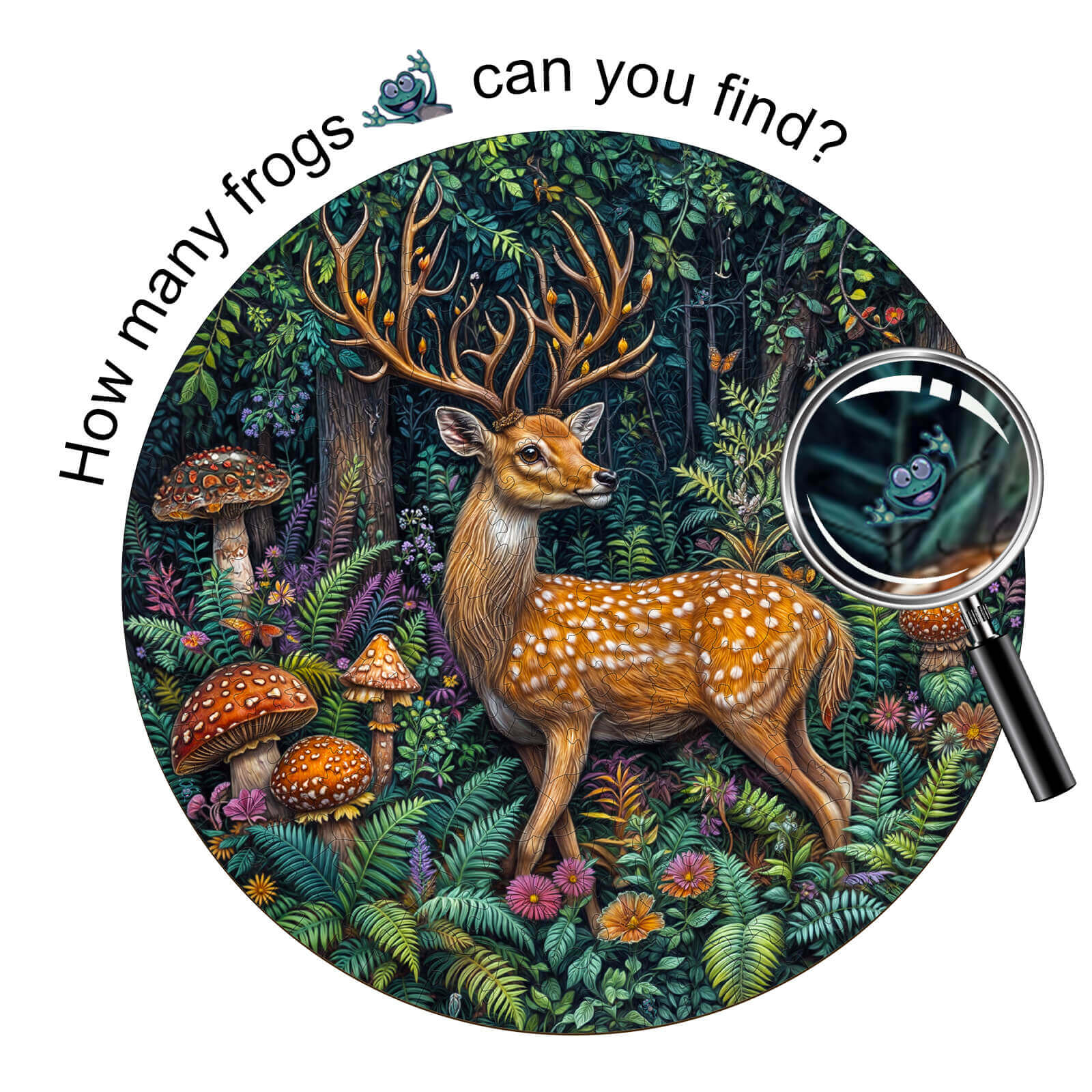 SEEK AND FIND FROGS Wooden Jigsaw Puzzle