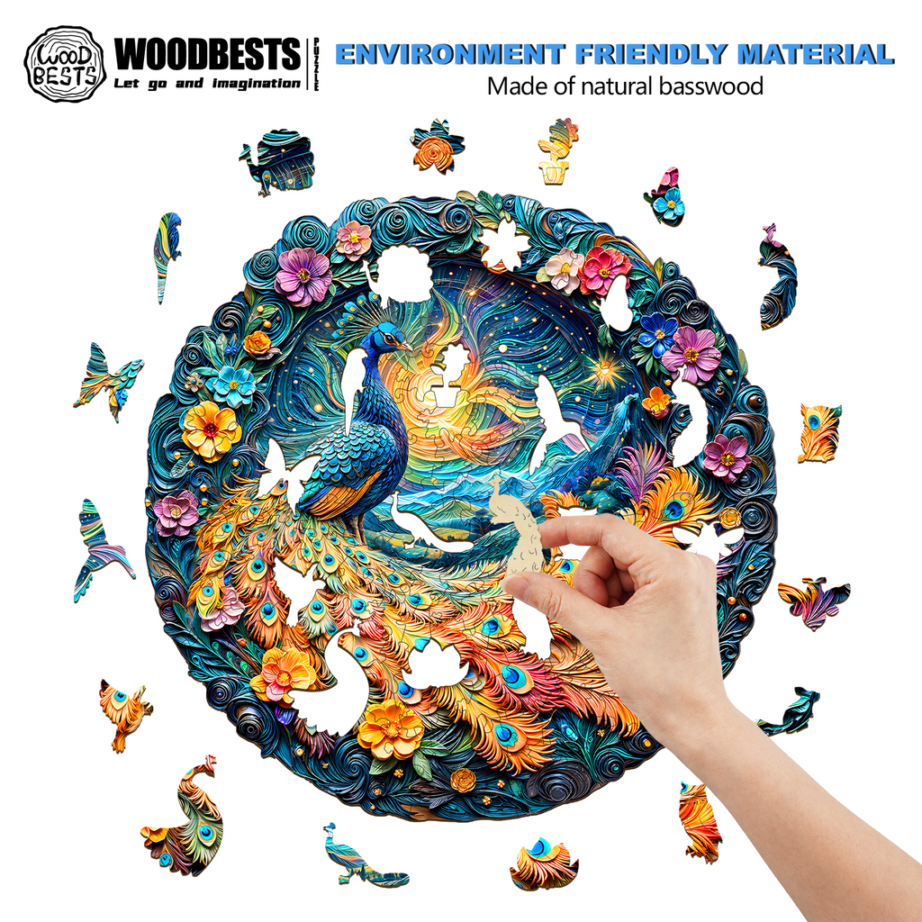 3D Aurora Peacock Wooden Jigsaw Puzzle