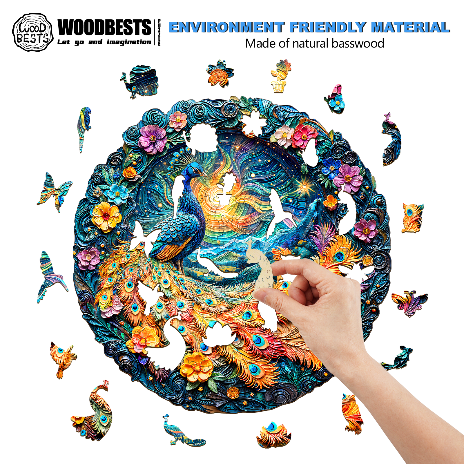 3D Aurora Peacock Wooden Jigsaw Puzzle