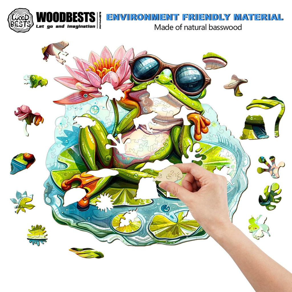 Leisurely Frog-1 Wooden Jigsaw Puzzle