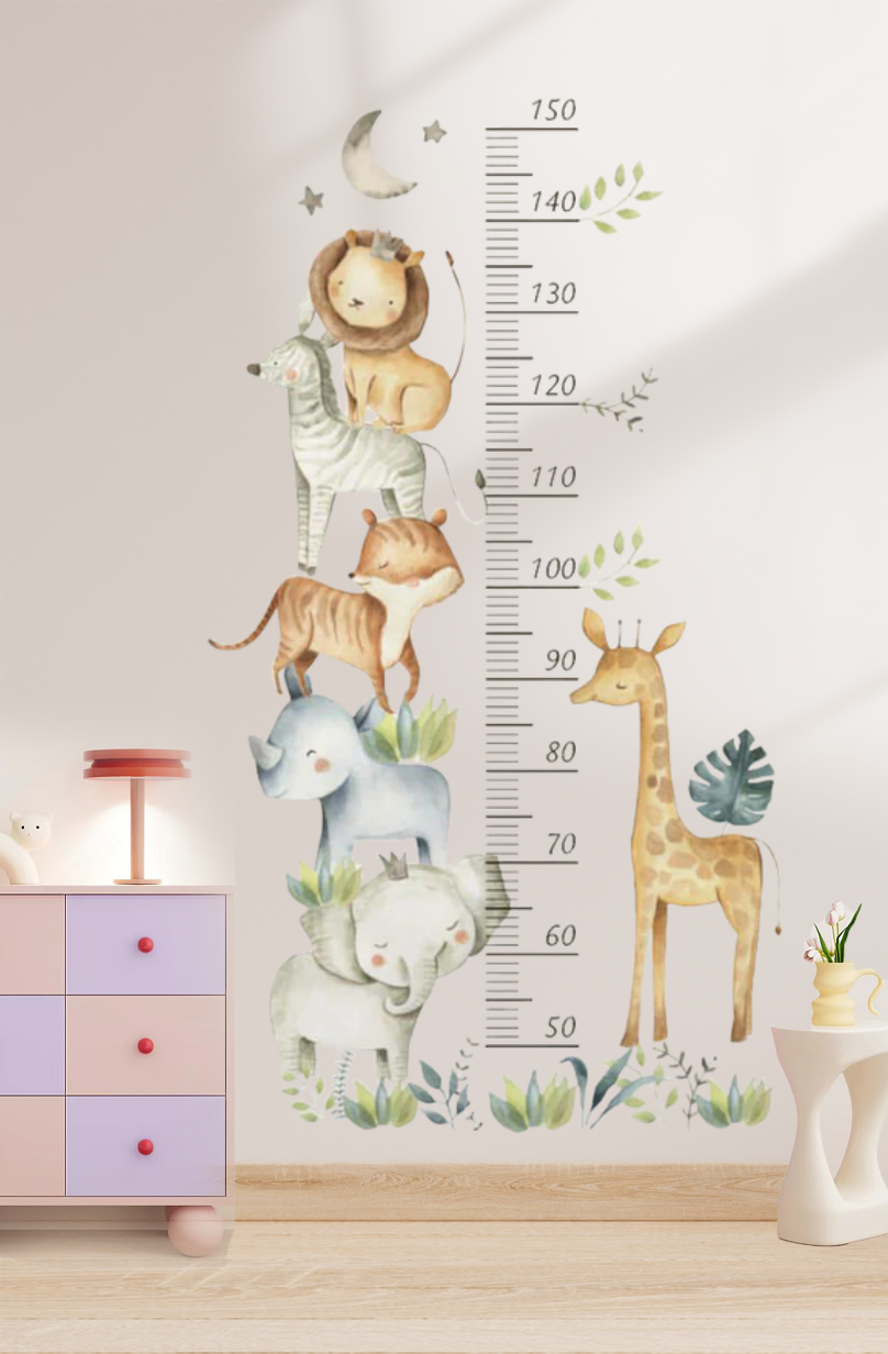 Cute Animals Growth Chart Wall Stickers