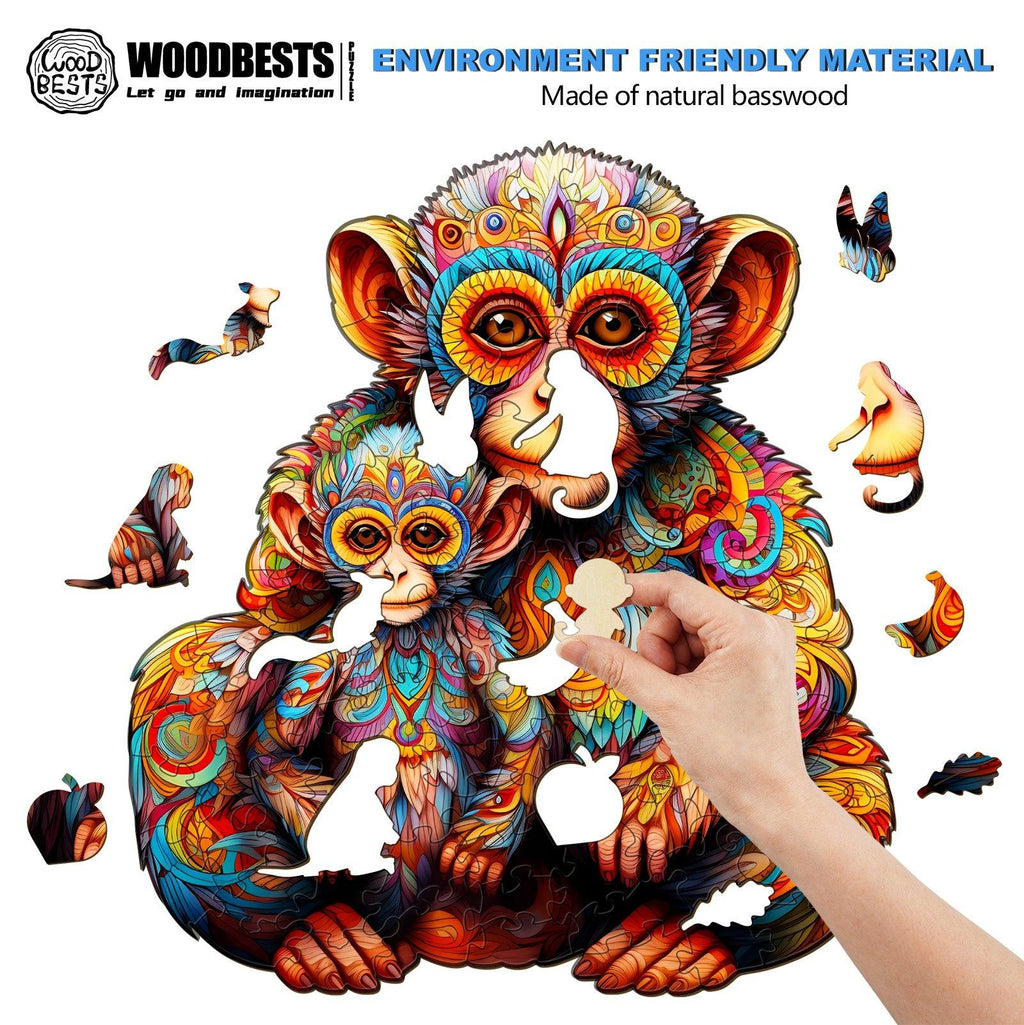 Monkey Family Wooden Jigsaw Puzzle