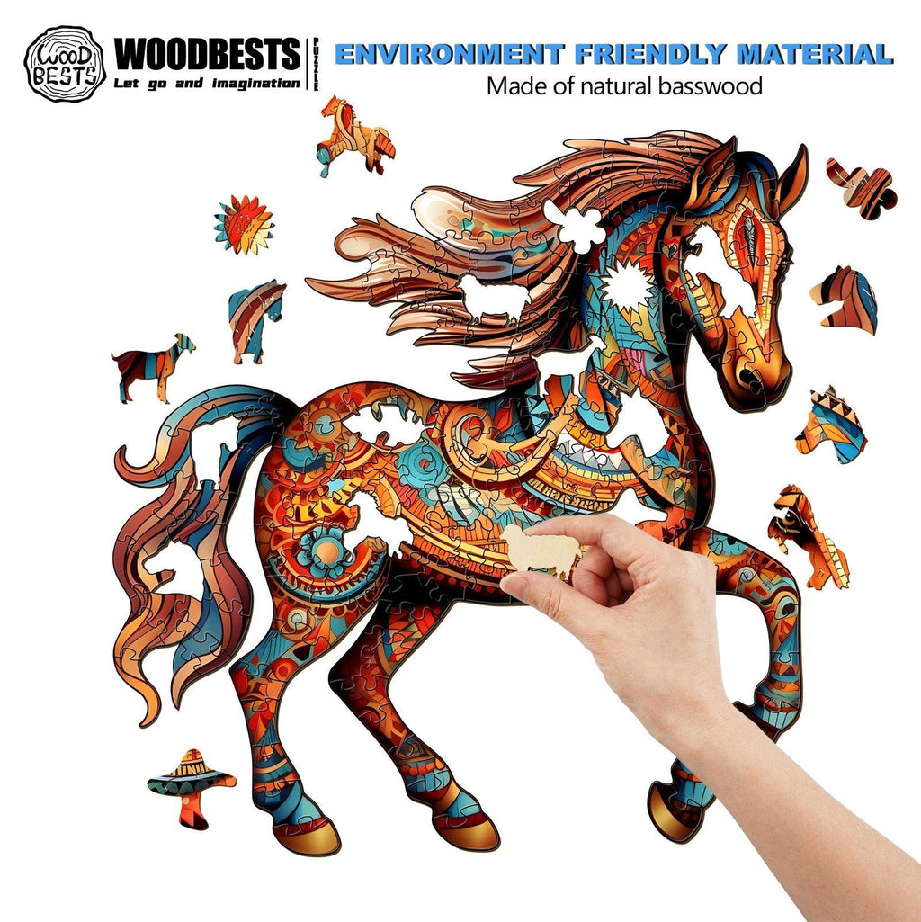 Running Horse Wooden Jigsaw Puzzle