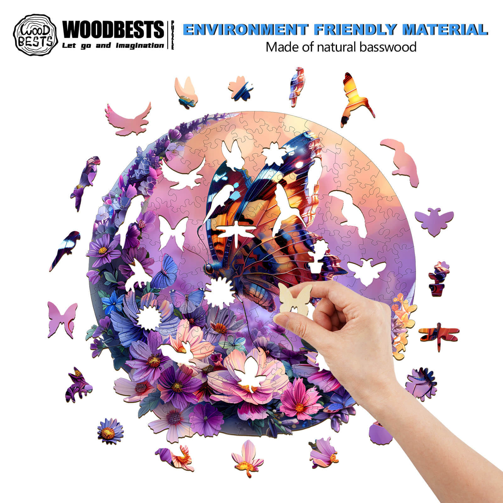 Butterfly and Moon-1 Wooden Jigsaw Puzzle