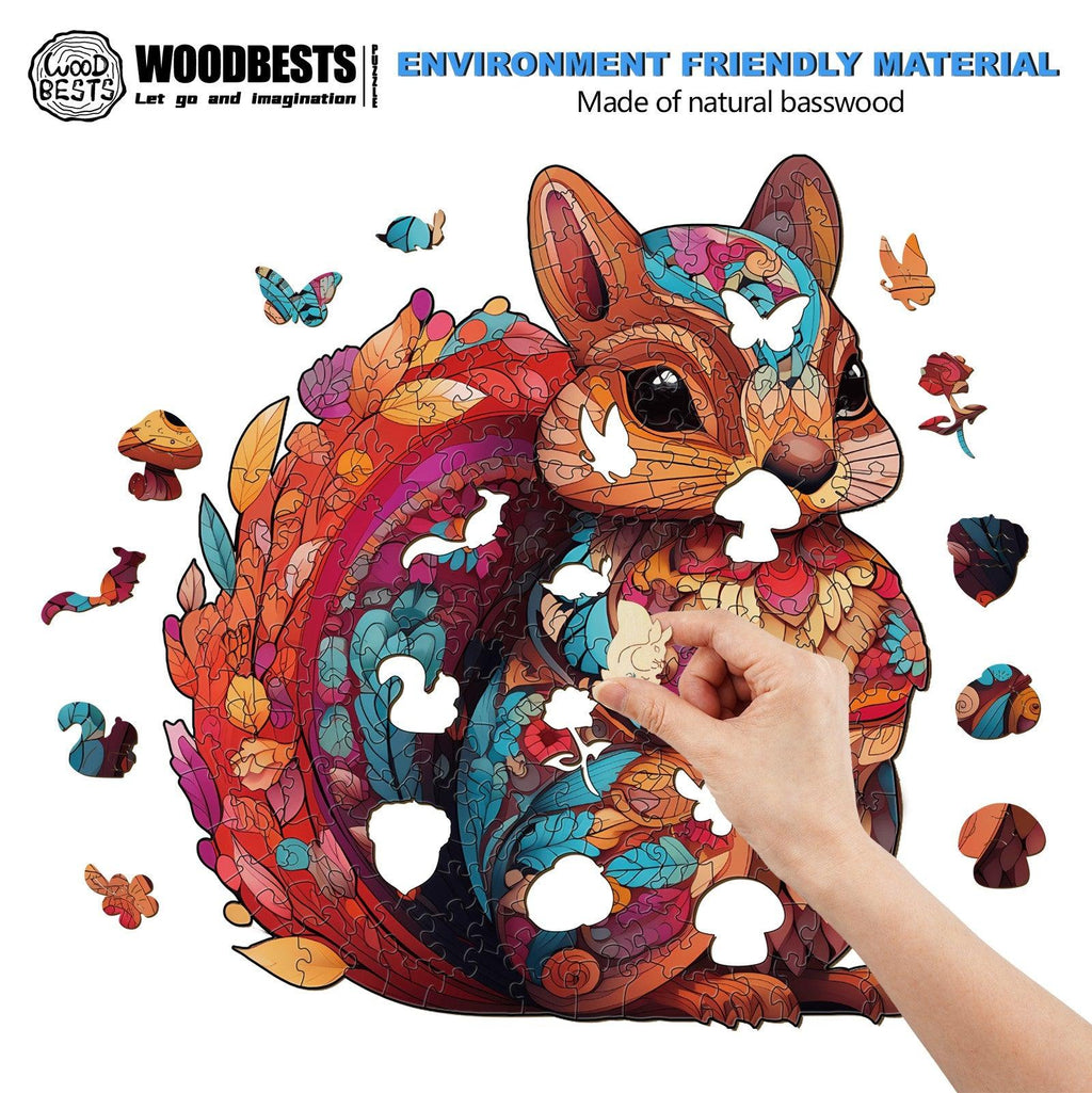 Playful Squirrel Wooden Jigsaw Puzzle