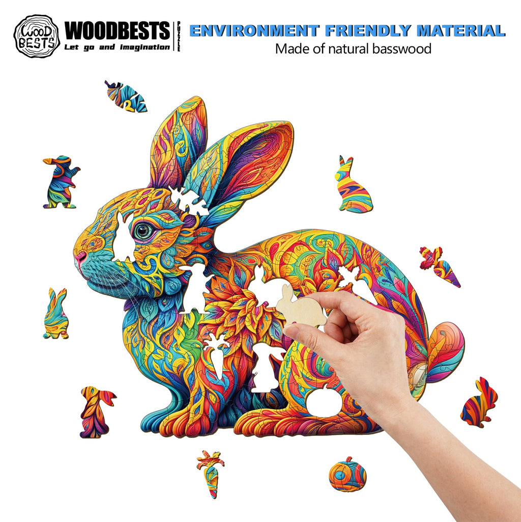 Cute Rabbit Wooden Jigsaw Puzzle