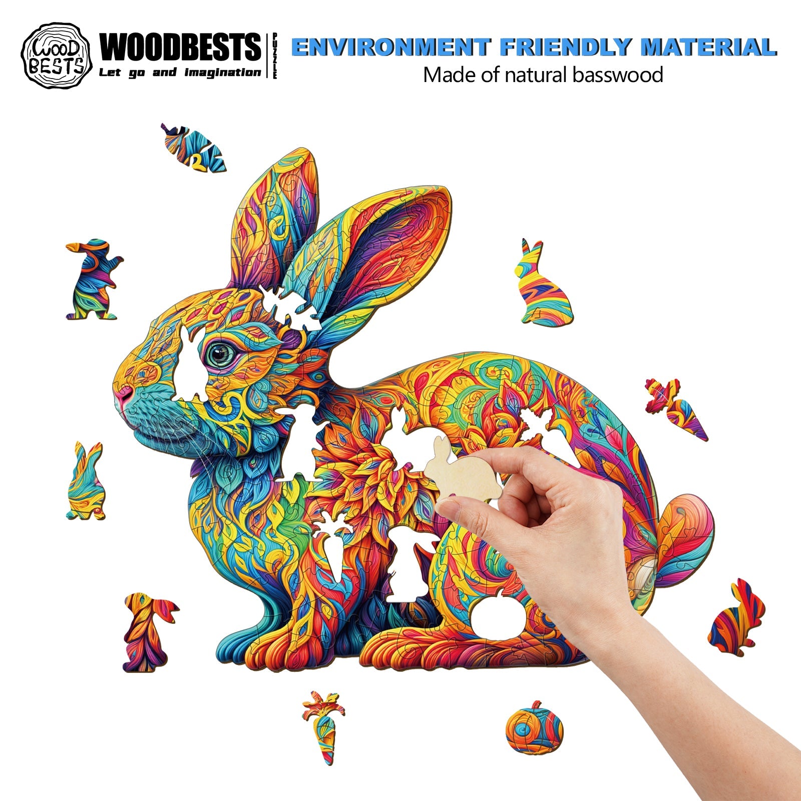 Cute Rabbit Wooden Jigsaw Puzzle