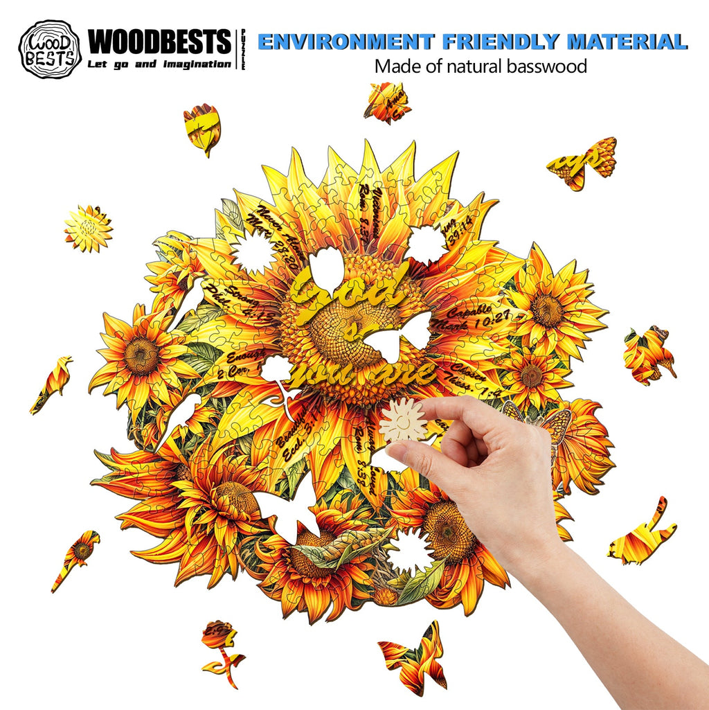 God's sunflower Wooden Jigsaw Puzzle
