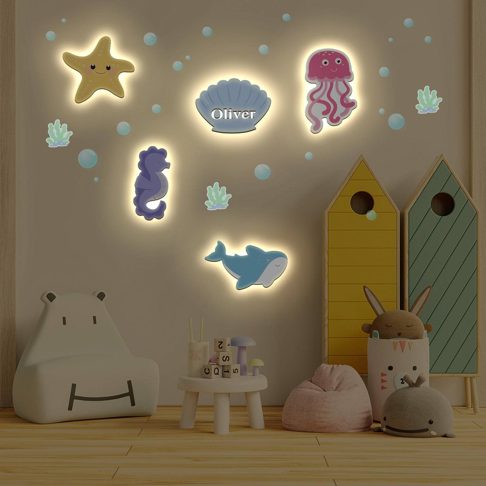 Personalized  Baby's Room Wall Light Marine Theme Set