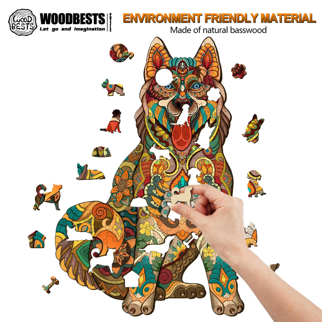 Cute Husky Wooden Jigsaw Puzzle