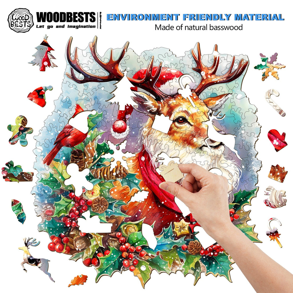 Sparkle Reindeer Wooden Jigsaw Puzzle
