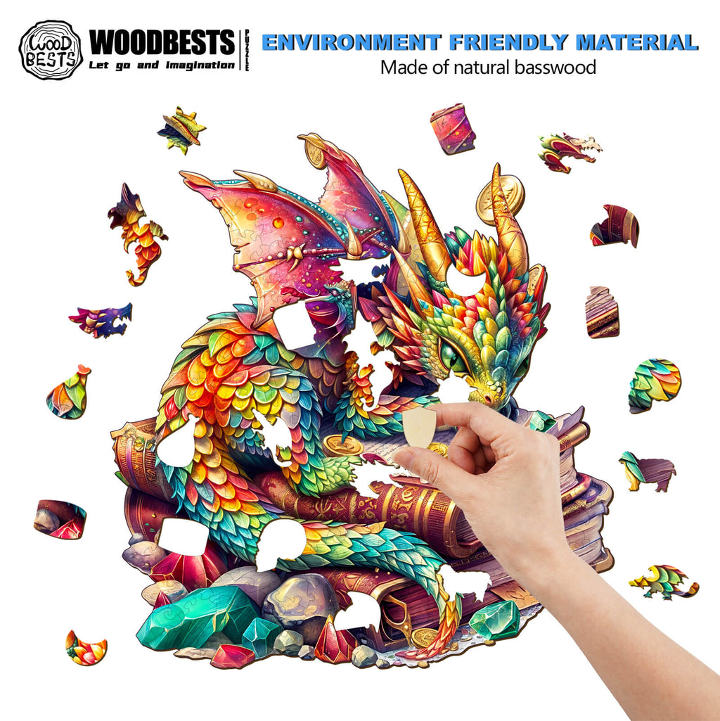 Jeweled Dragon Wooden Jigsaw Puzzle