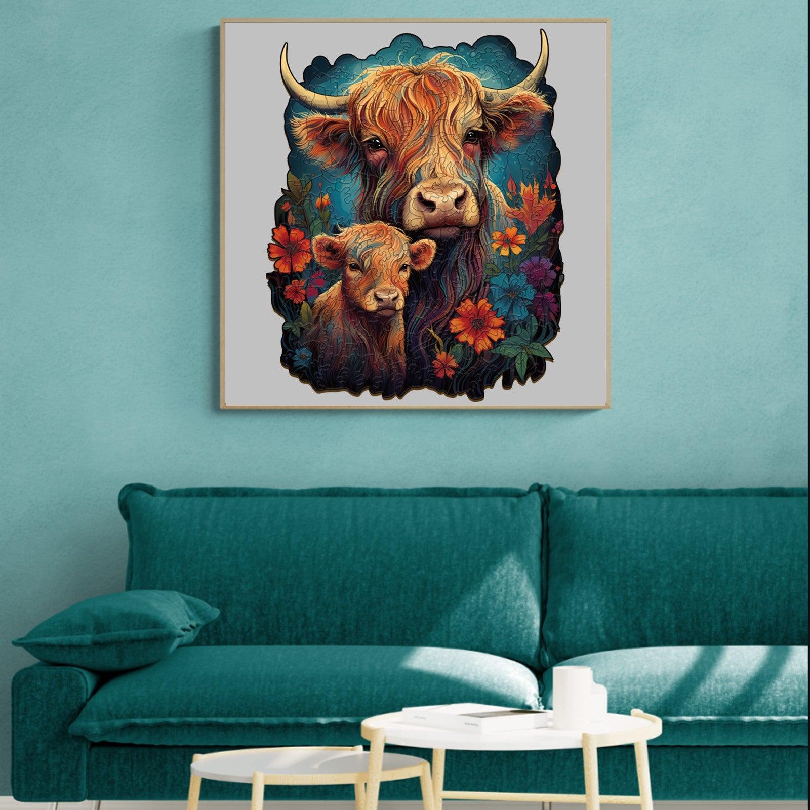 Highland Cattle Family 1 Wooden Jigsaw Puzzle